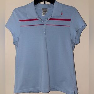 Light Blue Polo Shirt with Pink Accents